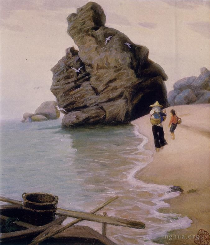 李嘉辉 当代油画作品 -  《静静的海湾》
