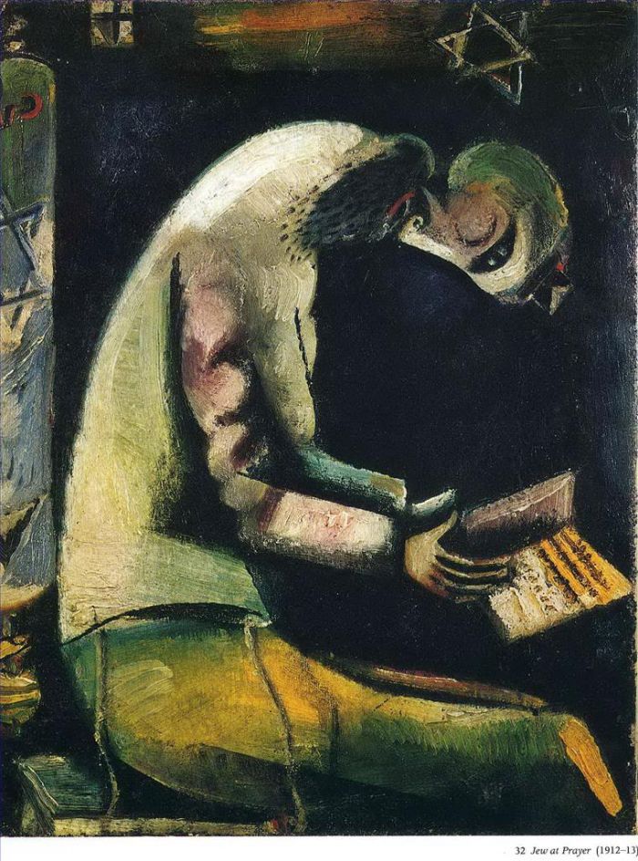 马克·夏加尔 当代油画作品 -  《犹太人在祈祷》