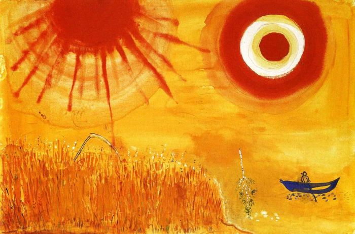 马克·夏加尔 当代各类绘画作品 -  《夏日午后的麦田》