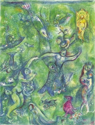 马克·夏加尔 当代各类绘画作品 -  《阿卜杜拉在他之前发现了》