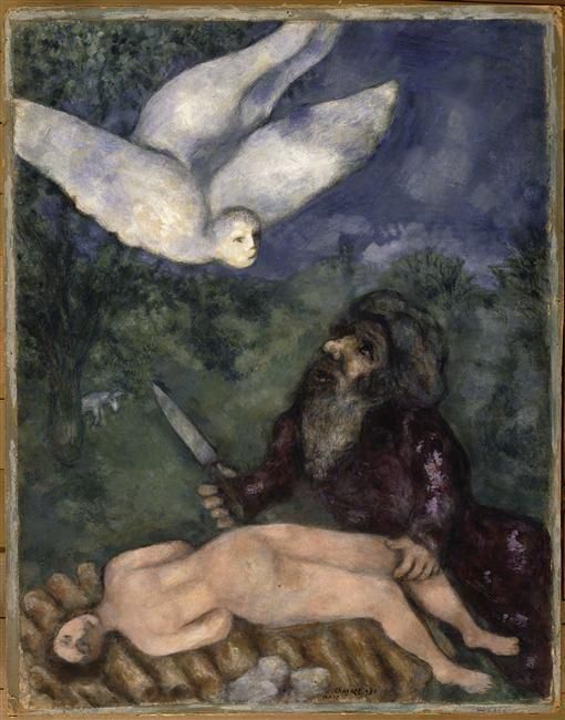 马克·夏加尔 当代各类绘画作品 -  《亚伯拉罕要献祭他的儿子》