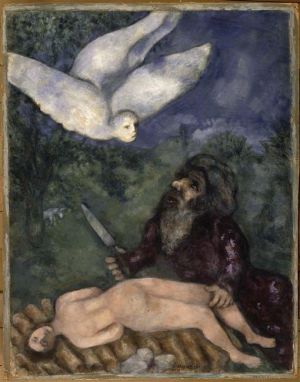 马克·夏加尔的当代艺术作品《亚伯拉罕要献祭他的儿子》