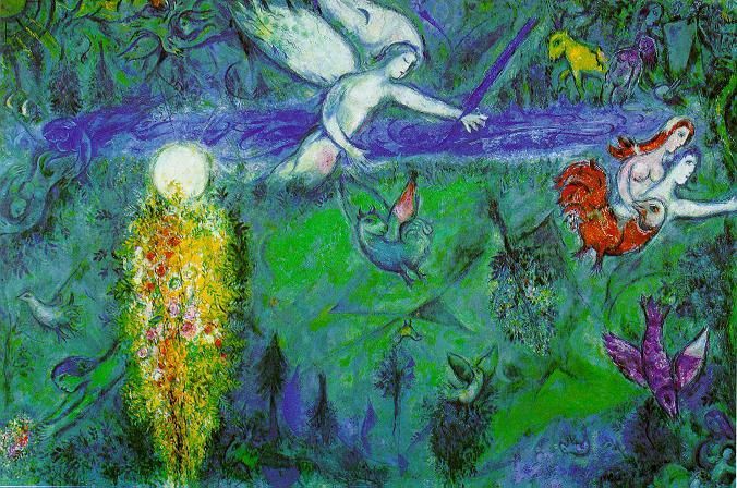 马克·夏加尔 当代各类绘画作品 -  《亚当和夏娃被逐出乐园》