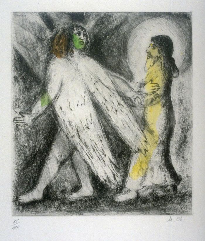 马克·夏加尔 当代各类绘画作品 -  《天使带领以利亚》