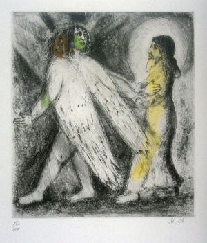 马克·夏加尔的当代艺术作品《天使带领以利亚》