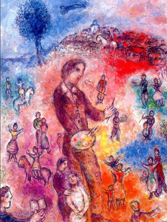 马克·夏加尔 当代各类绘画作品 -  《艺术节上的艺术家》