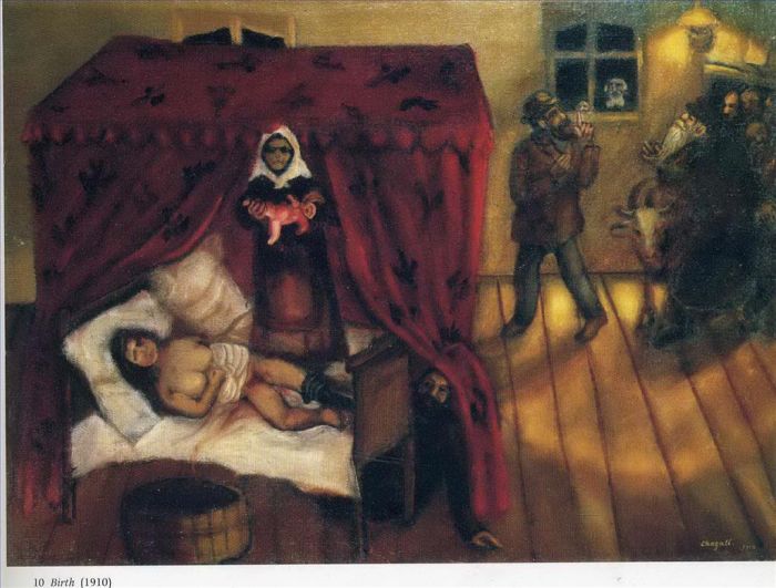 马克·夏加尔 当代各类绘画作品 -  《出生》