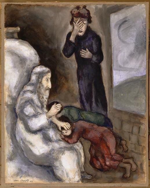马克·夏加尔 当代各类绘画作品 -  《以法莲和玛拿西的祝福》