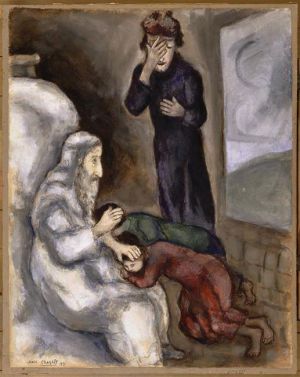 马克·夏加尔的当代艺术作品《以法莲和玛拿西的祝福》