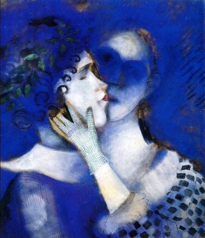 马克·夏加尔 当代各类绘画作品 -  《蓝色恋人》