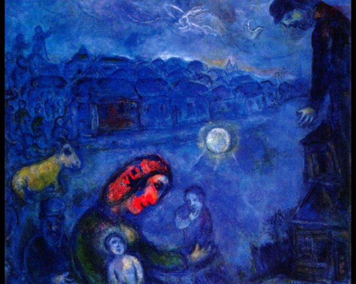 马克·夏加尔 当代各类绘画作品 -  《蓝色村》