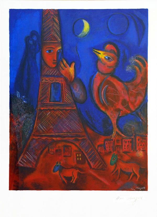 马克·夏加尔 当代各类绘画作品 -  《Bonjour,Paris,彩色版画》