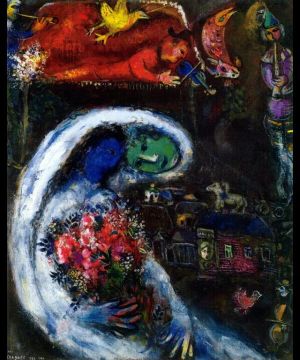 马克·夏加尔的当代艺术作品《蓝脸新娘》