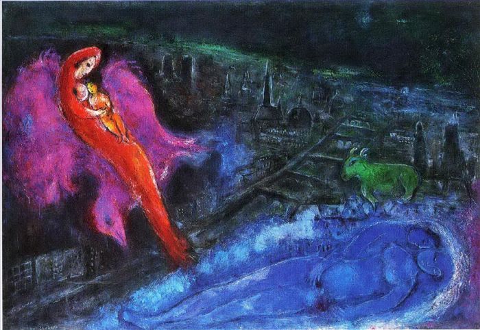 马克·夏加尔 当代各类绘画作品 -  《塞纳河上的桥梁》