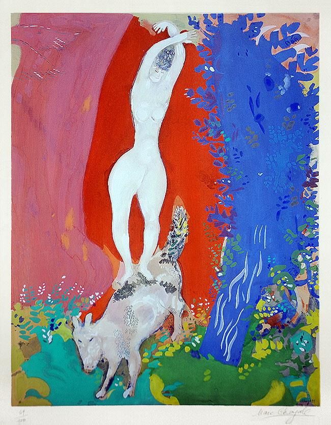 马克·夏加尔 当代各类绘画作品 -  《马戏团的女人》