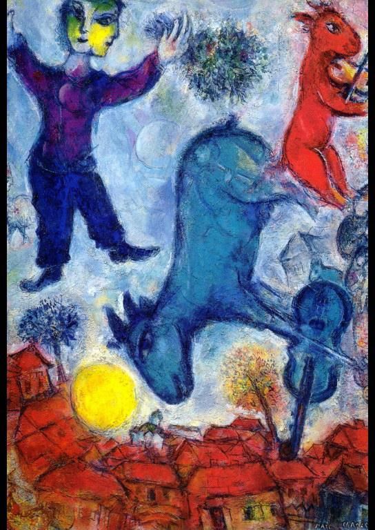 马克·夏加尔 当代各类绘画作品 -  《维捷布斯克上空的奶牛》