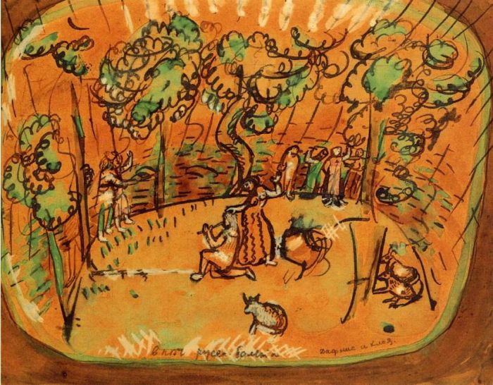 马克·夏加尔 当代各类绘画作品 -  《达夫尼斯和克洛伊》