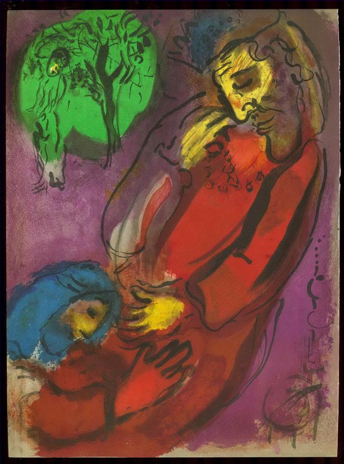 马克·夏加尔 当代各类绘画作品 -  《大卫和押沙龙》