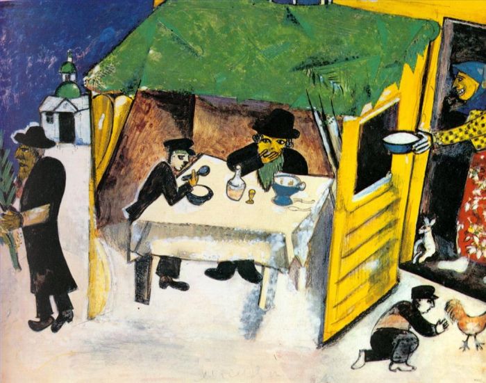 马克·夏加尔 当代各类绘画作品 -  《节日,191,纸本水粉》