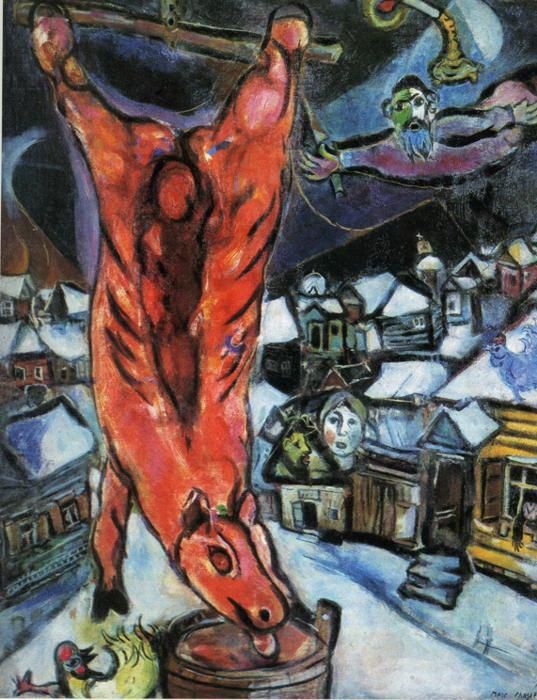 马克·夏加尔 当代各类绘画作品 -  《剥皮牛》
