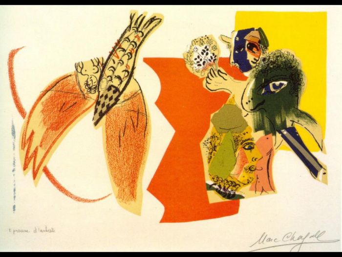 马克·夏加尔 当代各类绘画作品 -  《飞鱼》