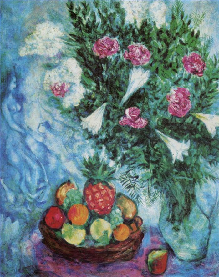 马克·夏加尔 当代各类绘画作品 -  《水果和鲜花》
