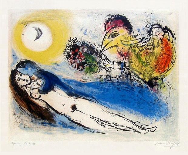 马克·夏加尔 当代各类绘画作品 -  《早安巴黎石版画》
