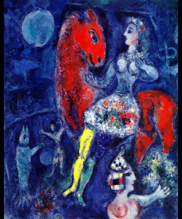 马克·夏加尔 当代各类绘画作品 -  《红马女骑士》