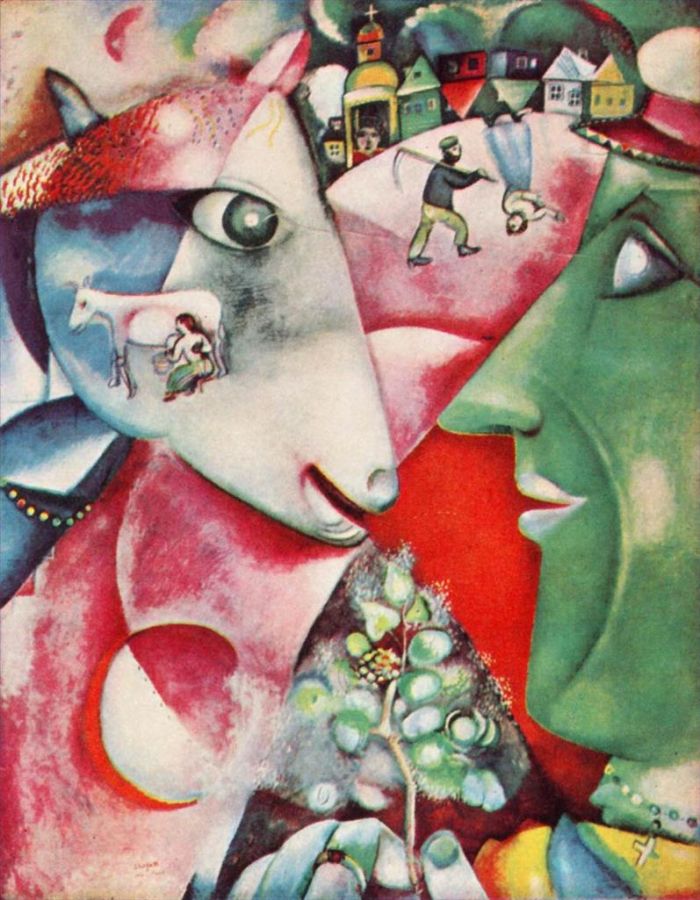 马克·夏加尔 当代各类绘画作品 -  《我和村庄,超现实主义,表现主义》