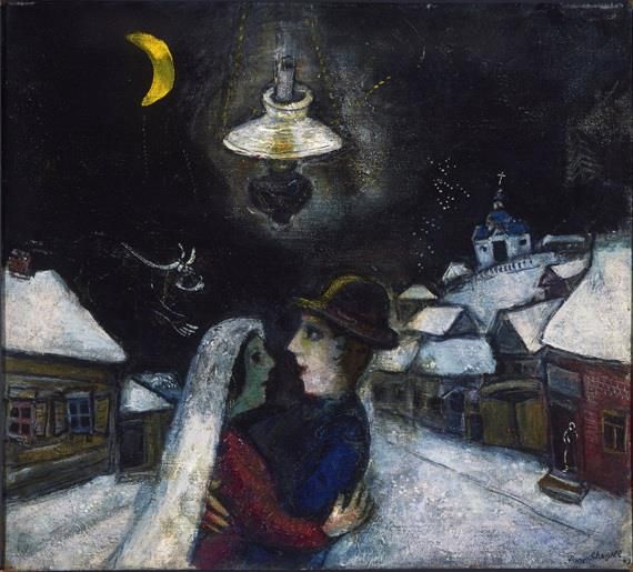 马克·夏加尔 当代各类绘画作品 -  《晚上》