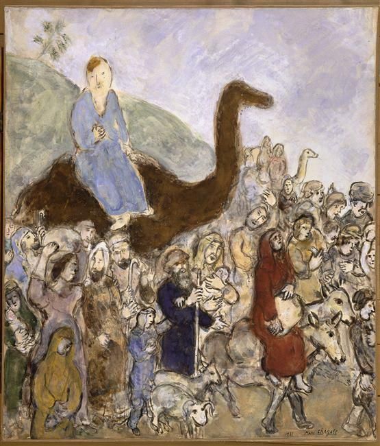 马克·夏加尔 当代各类绘画作品 -  《雅各离开他的国家和家人前往埃及》