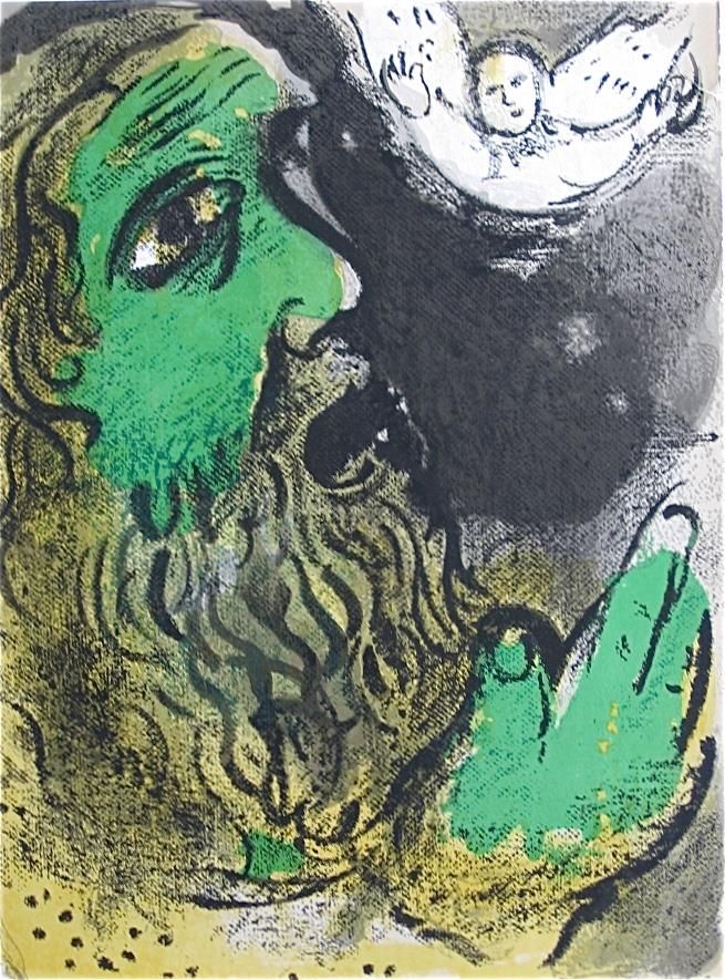 马克·夏加尔 当代各类绘画作品 -  《约伯祈祷石版画》