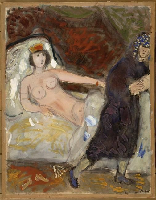 马克·夏加尔 当代各类绘画作品 -  《约瑟和波提乏的妻子》