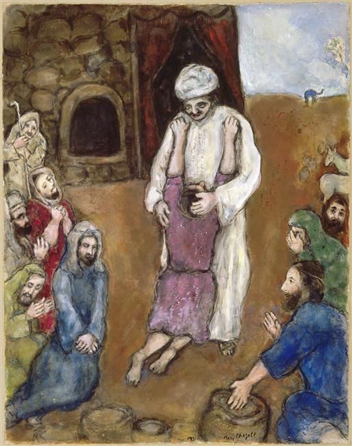 马克·夏加尔 当代各类绘画作品 -  《约瑟得到了他兄弟们的认可》