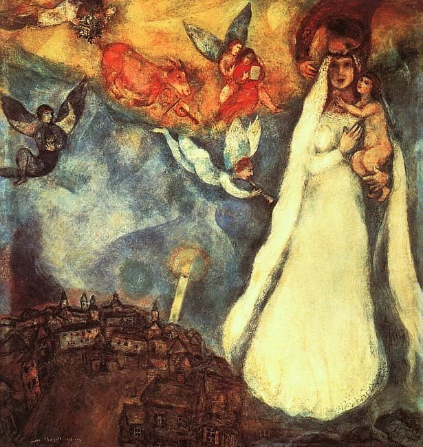 马克·夏加尔 当代各类绘画作品 -  《村里的圣母》