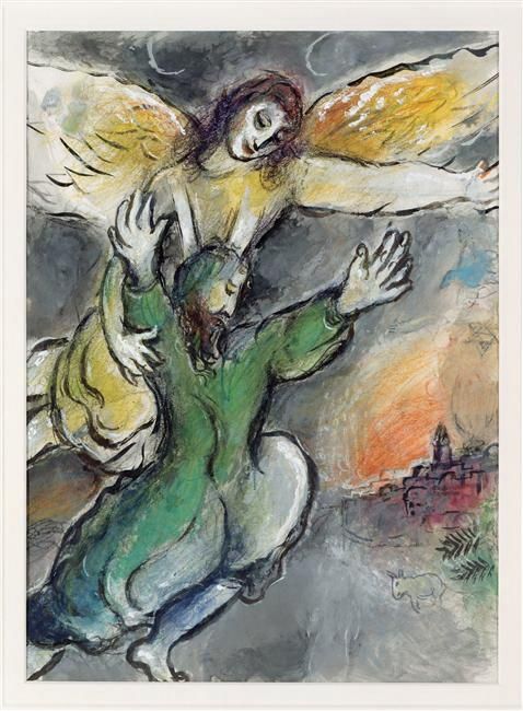 马克·夏加尔 当代各类绘画作品 -  《摩西祝福以色列人》