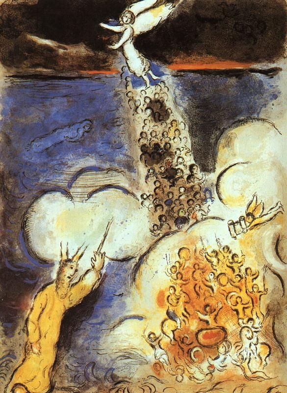 马克·夏加尔 当代各类绘画作品 -  《摩西命令洪水淹没埃及军队》