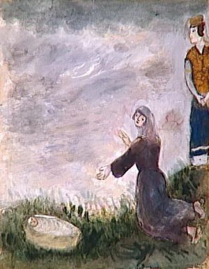 马克·夏加尔的当代艺术作品《摩西被法老女儿从水里救了出来》
