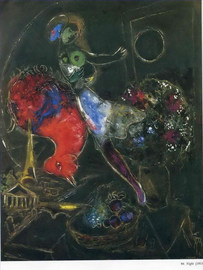 马克·夏加尔 当代各类绘画作品 -  《夜晚》