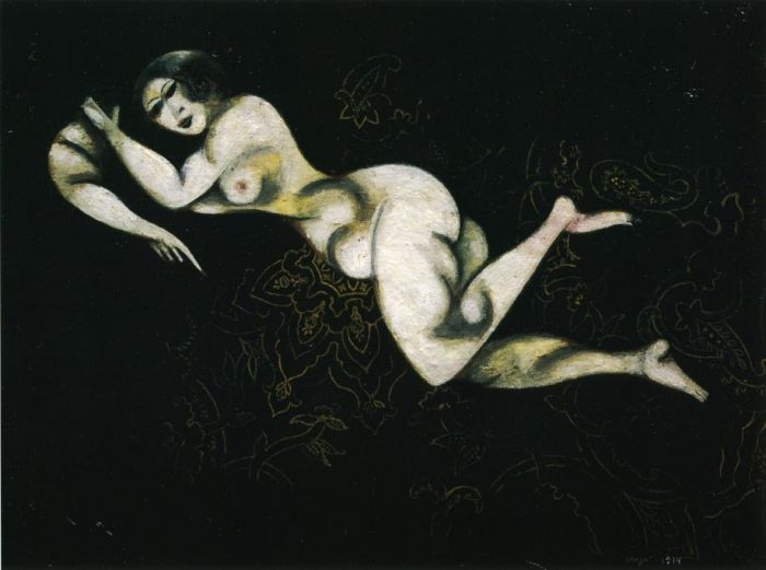 马克·夏加尔 当代各类绘画作品 -  《裸体躺着》