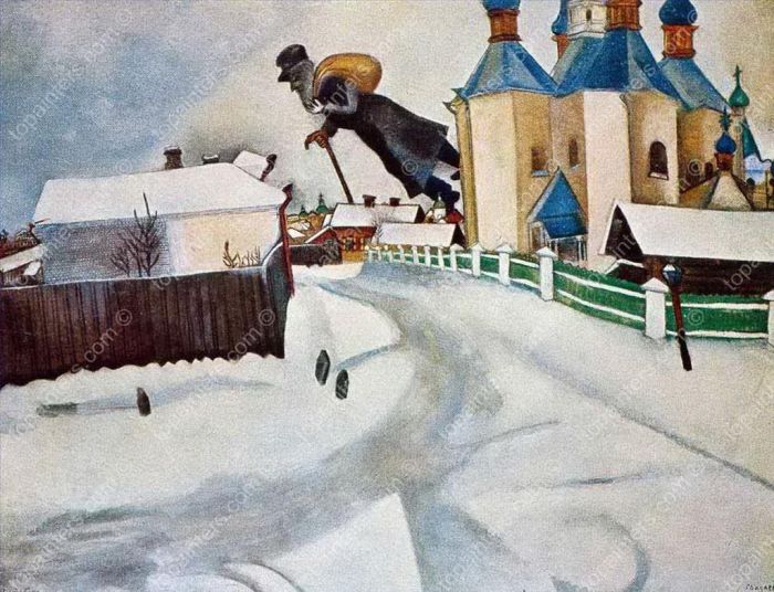 马克·夏加尔 当代各类绘画作品 -  《维捷别斯克上空》