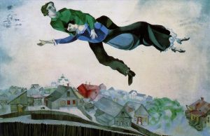 马克·夏加尔的当代艺术作品《小镇上空》