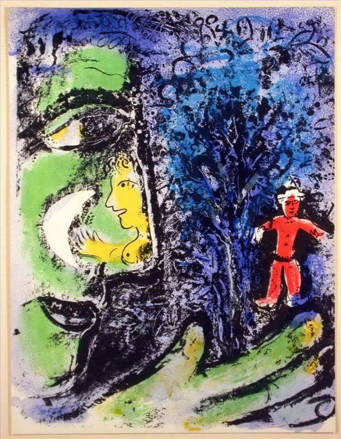 马克·夏加尔 当代各类绘画作品 -  《个人资料和红孩子》