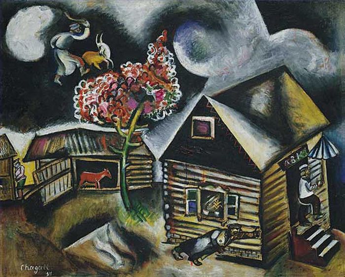 马克·夏加尔 当代各类绘画作品 -  《雨》