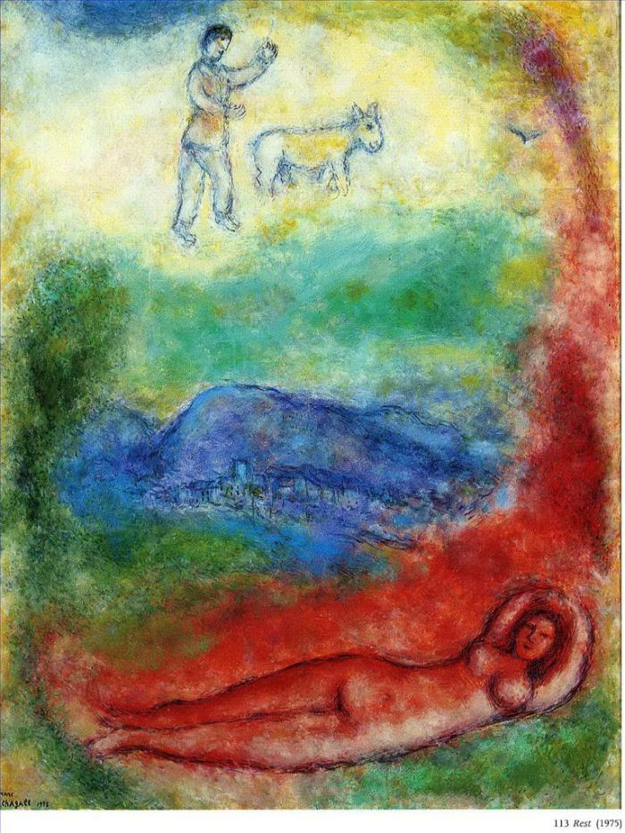马克·夏加尔 当代各类绘画作品 -  《休息》