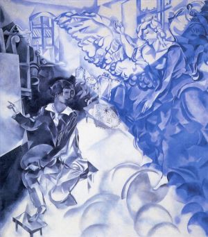 马克·夏加尔的当代艺术作品《与缪斯的自画像》
