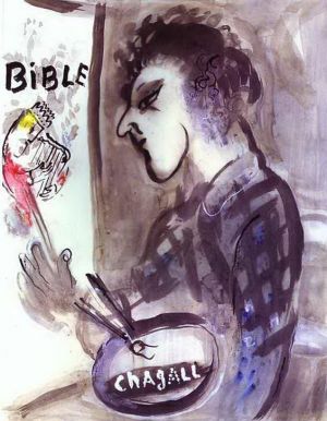 马克·夏加尔的当代艺术作品《用调色板的自画像》