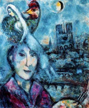 马克·夏加尔的当代艺术作品《自画像》