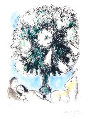 马克·夏加尔的当代艺术作品《小束百合石版画》