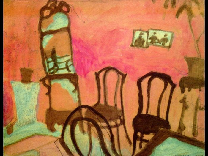 马克·夏加尔 当代各类绘画作品 -  《小客厅》